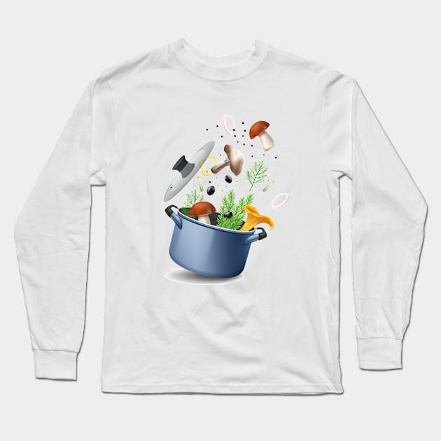 Cooking Pot Foodlover Love Cute Funny Gift Sarcastic Happy Fun Food Foodie Snack Witty Long Sleeve T-Shirt by EpsilonEridani